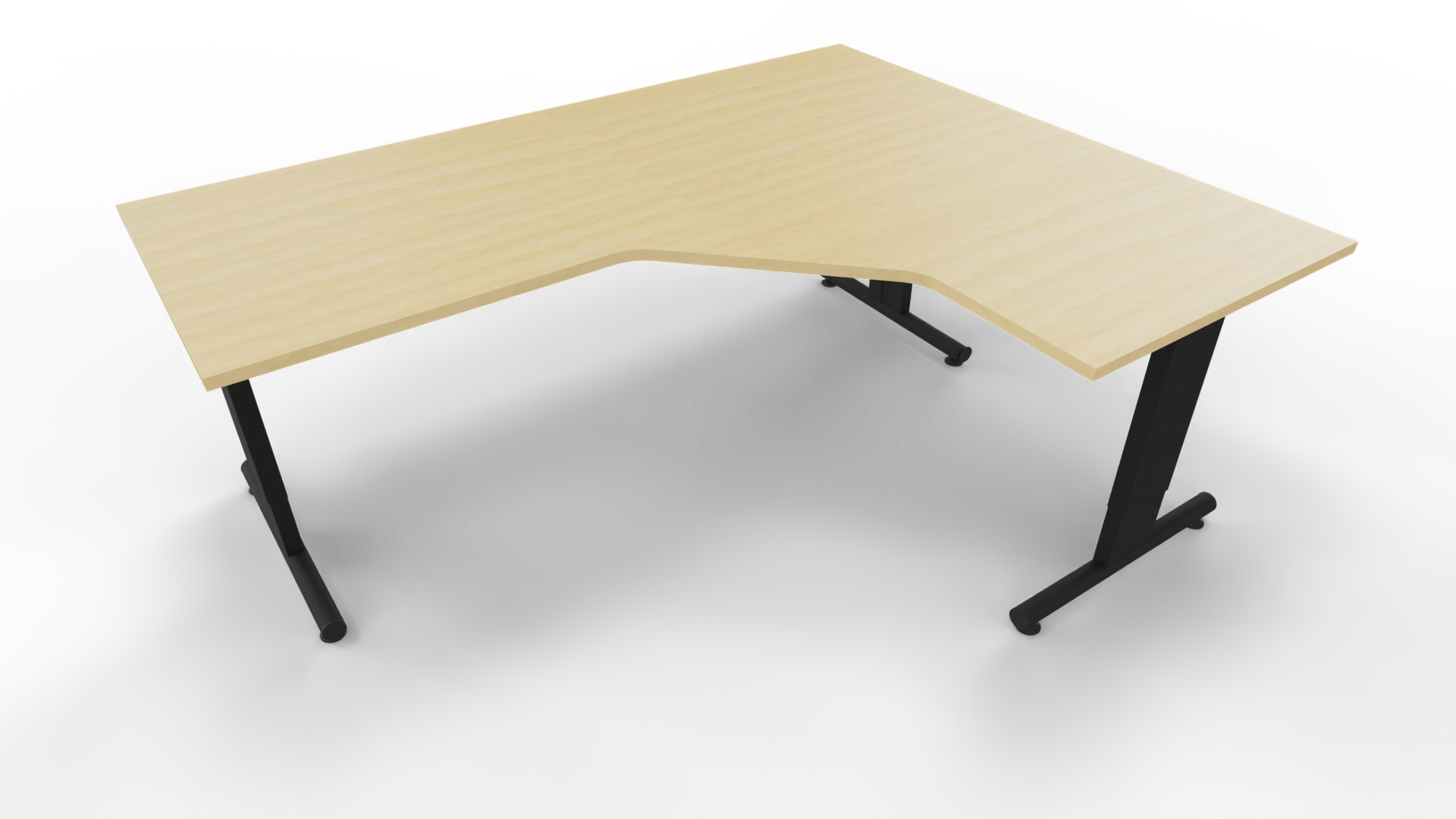 Hoekbureau 3331 - Zwart - Beuken - 200 x 80/160 x 80 cm. - Rechts afbeelding