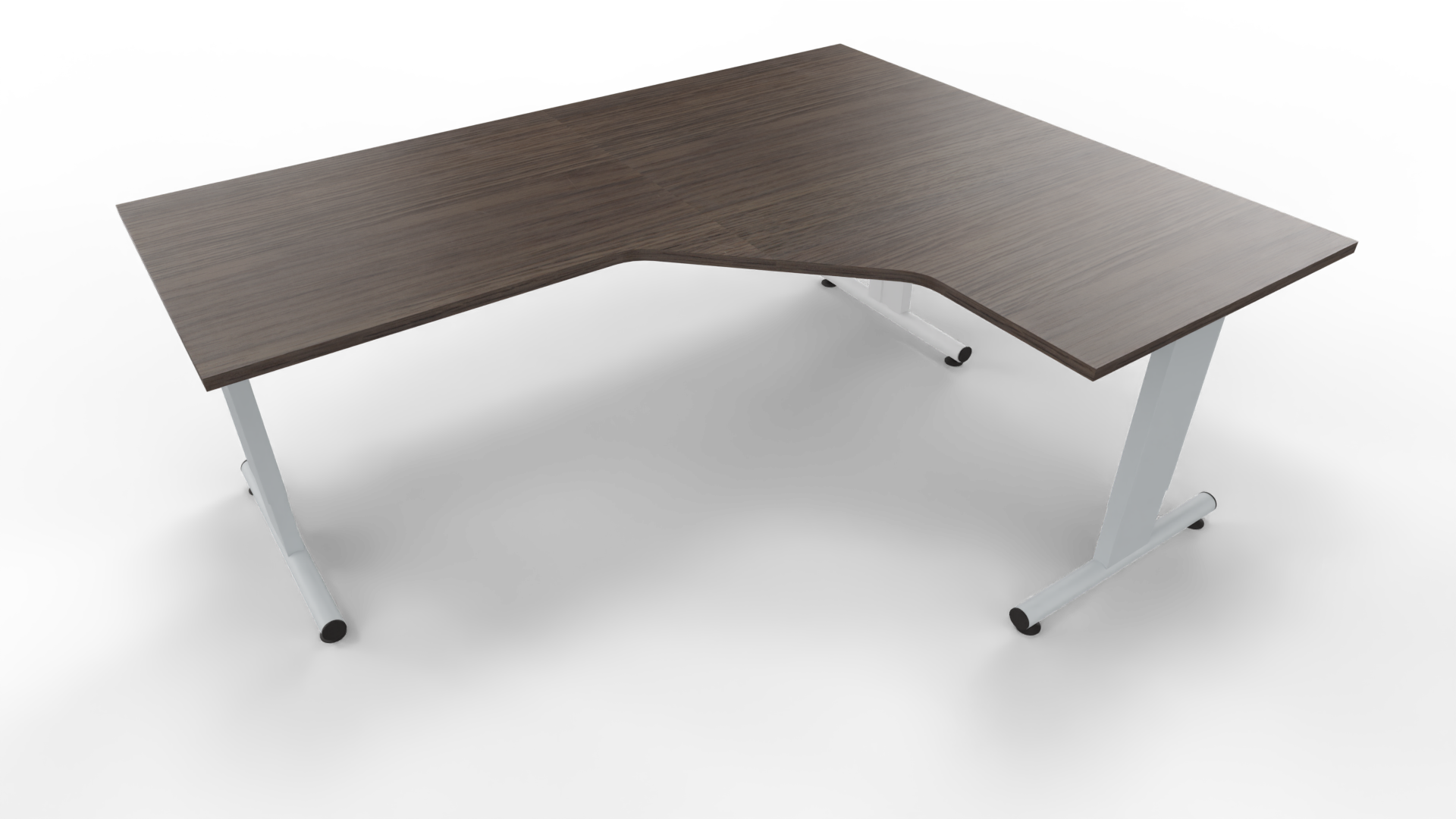 Hoekbureau 3331 - Alu - Eiken donker - 200 x 80/160 x 80 cm. - Rechts afbeelding