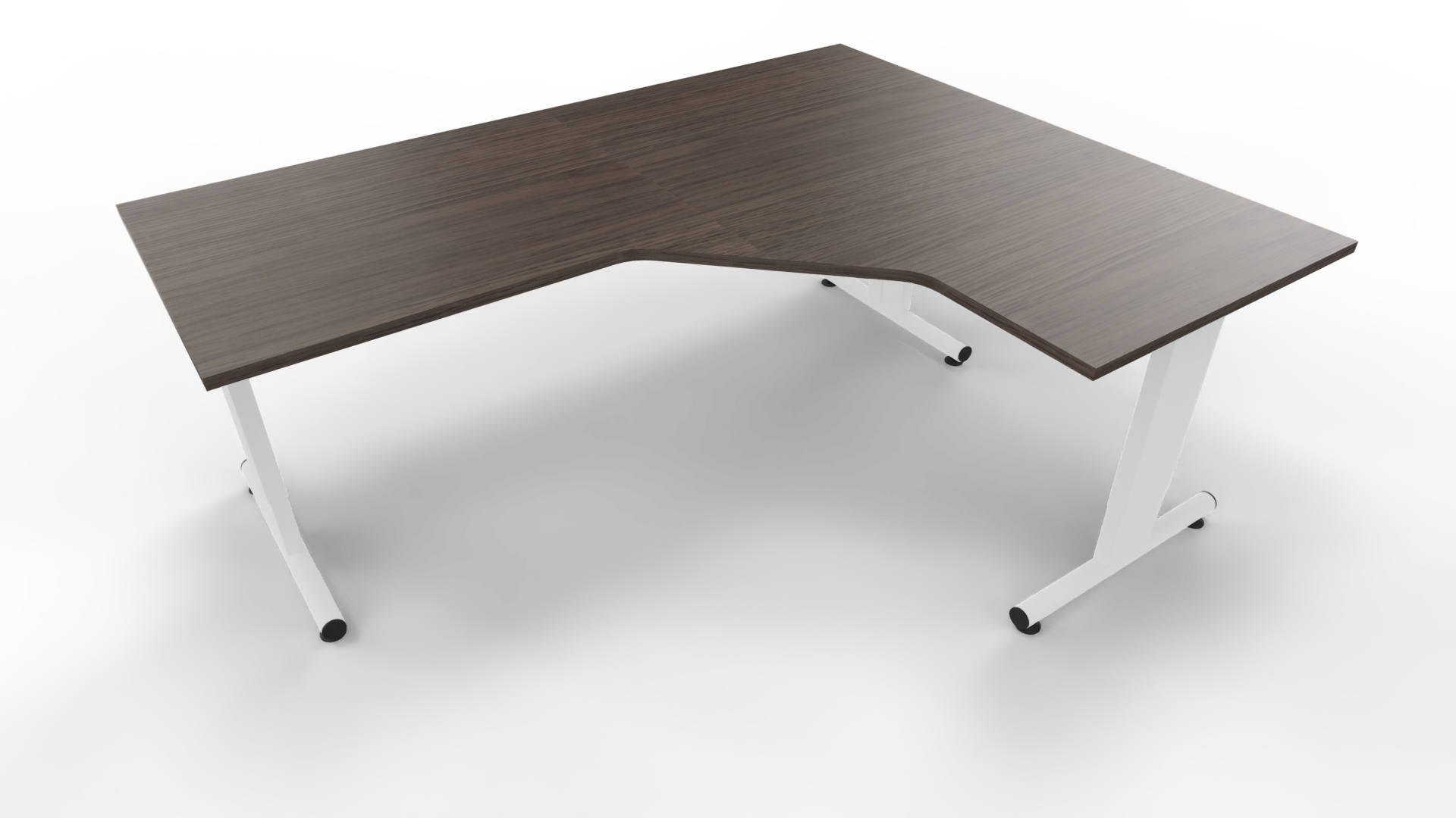 Hoekbureau 3331 - Wit - Eiken donker - 200 x 80/160 x 80 cm. - Rechts afbeelding