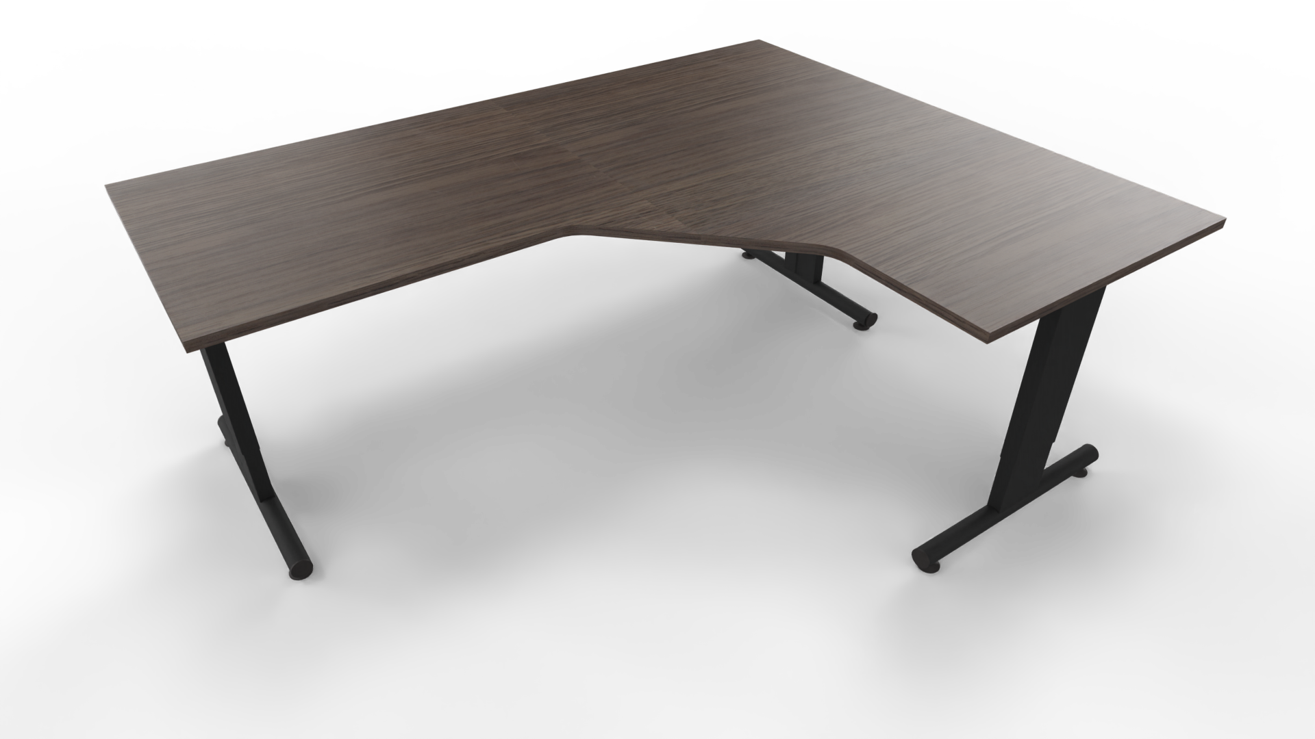 Hoekbureau 3331 - Zwart - Eiken donker - 200 x 80/160 x 80 cm. - Rechts afbeelding