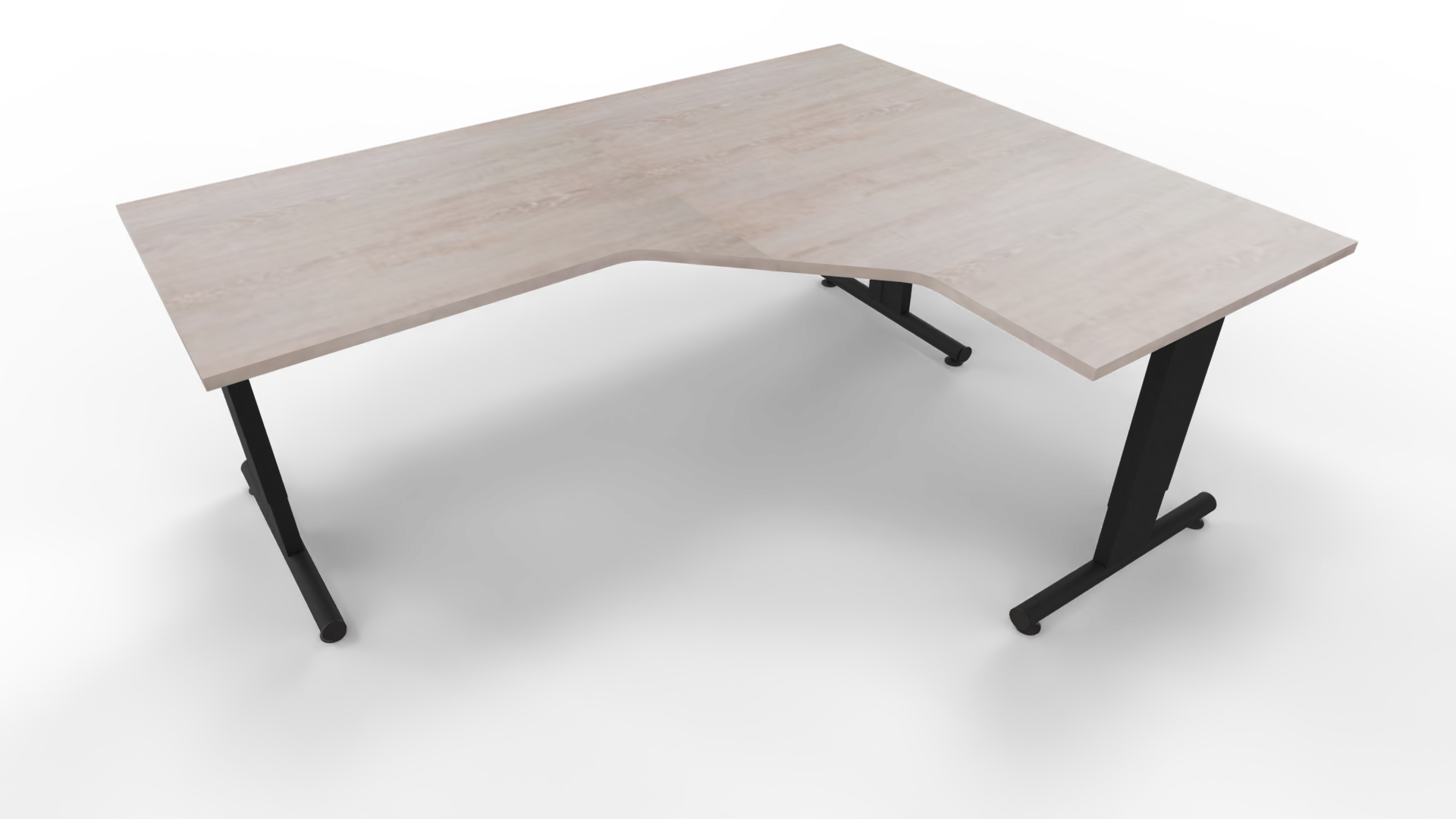 Hoekbureau 3331 - Zwart - Eiken Robson - 200 x 80/160 x 80 cm. - Rechts afbeelding