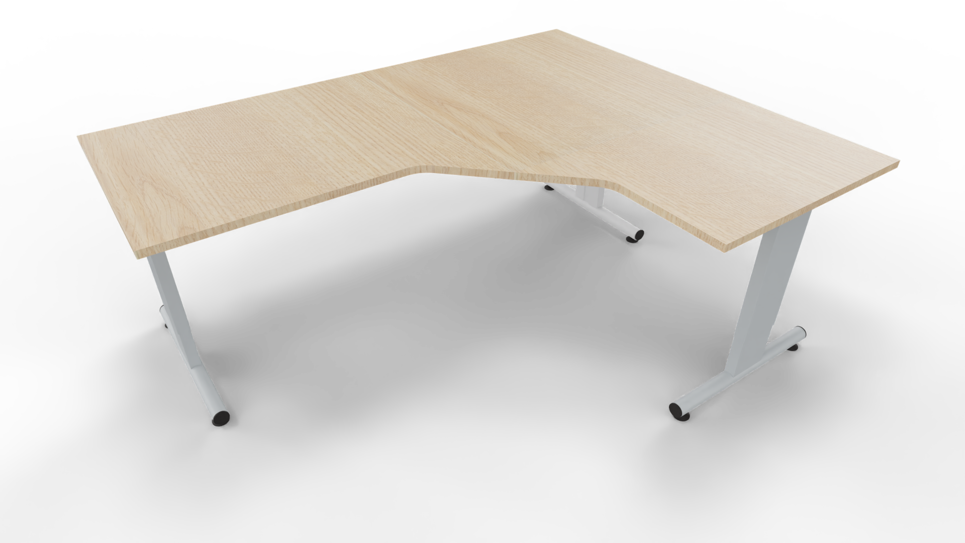 Hoekbureau 3331 - Alu - Eiken licht - 200 x 80/160 x 80 cm. - Rechts afbeelding
