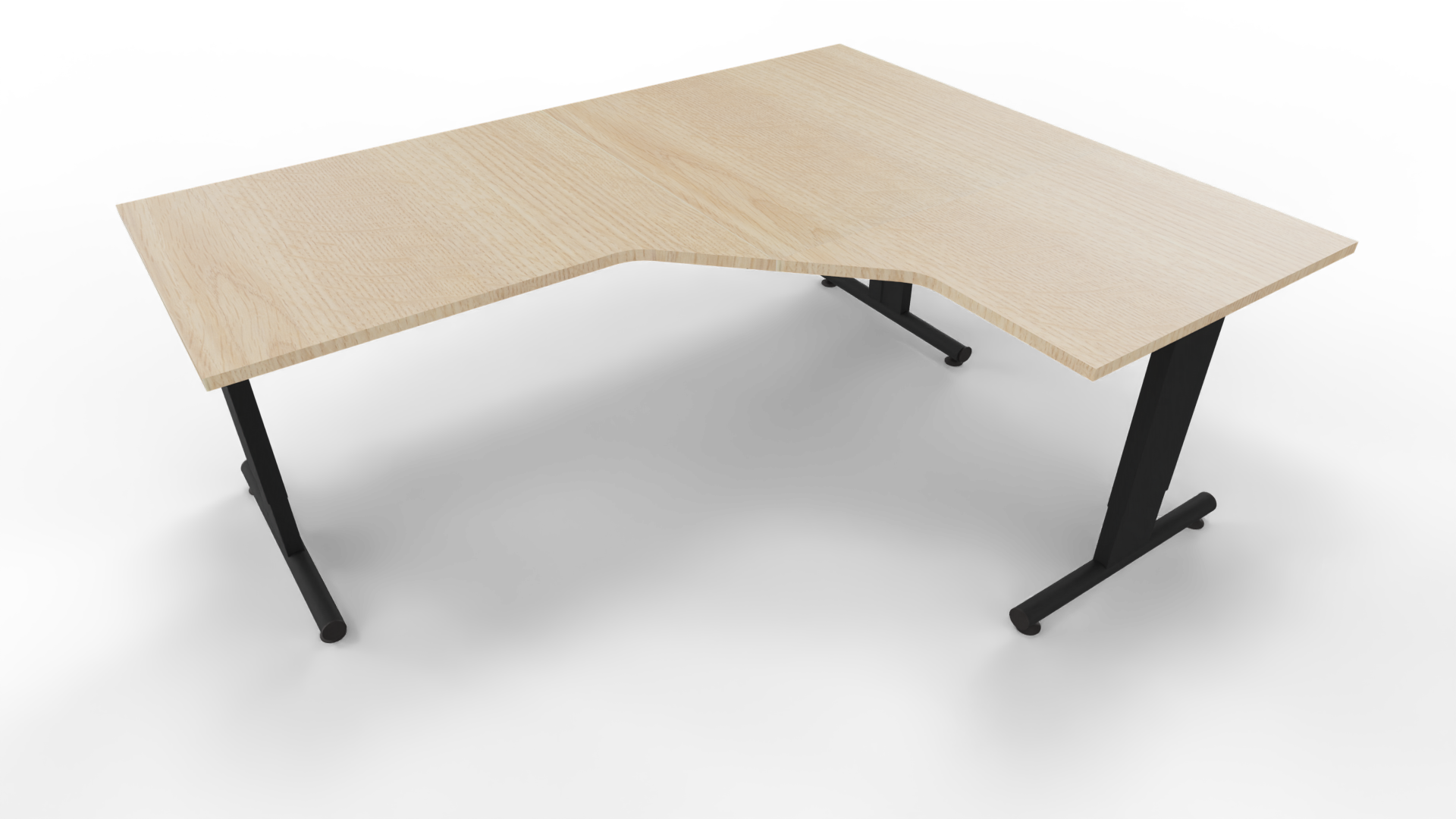 Hoekbureau 3331 - Zwart - Eiken licht - 200 x 80/160 x 80 cm. - Rechts afbeelding