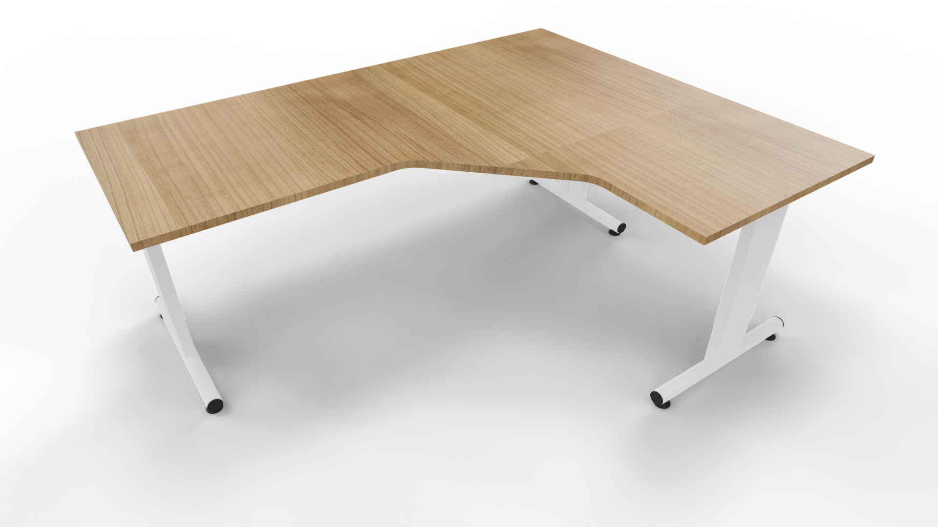Hoekbureau 3331 - Wit - Toscaans noten - 200 x 80/160 x 80 cm. - Rechts afbeelding