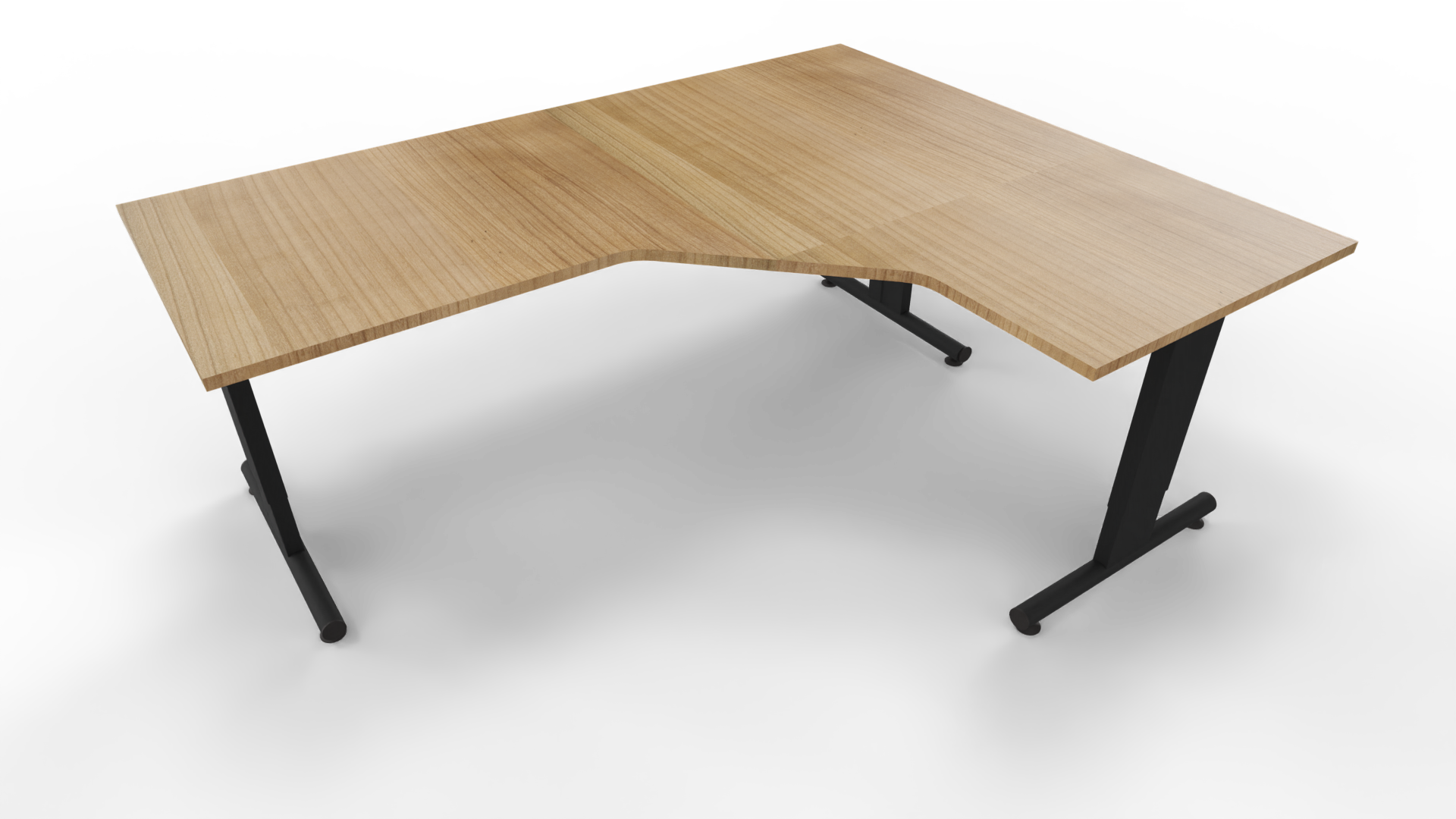 Hoekbureau 3331 - Zwart - Toscaans noten - 200 x 80/160 x 80 cm. - Rechts afbeelding