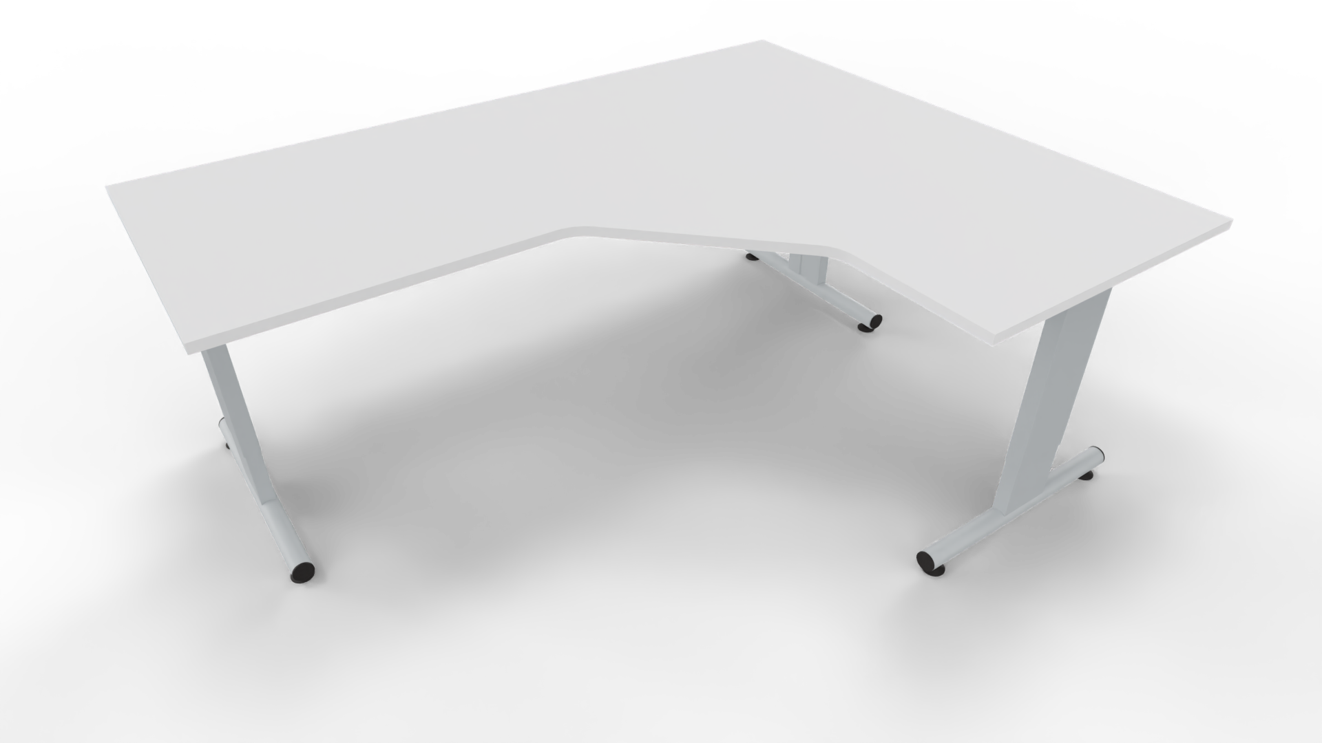 Hoekbureau 3331 - Alu - Wit - 200 x 80/160 x 80 cm. - Rechts afbeelding