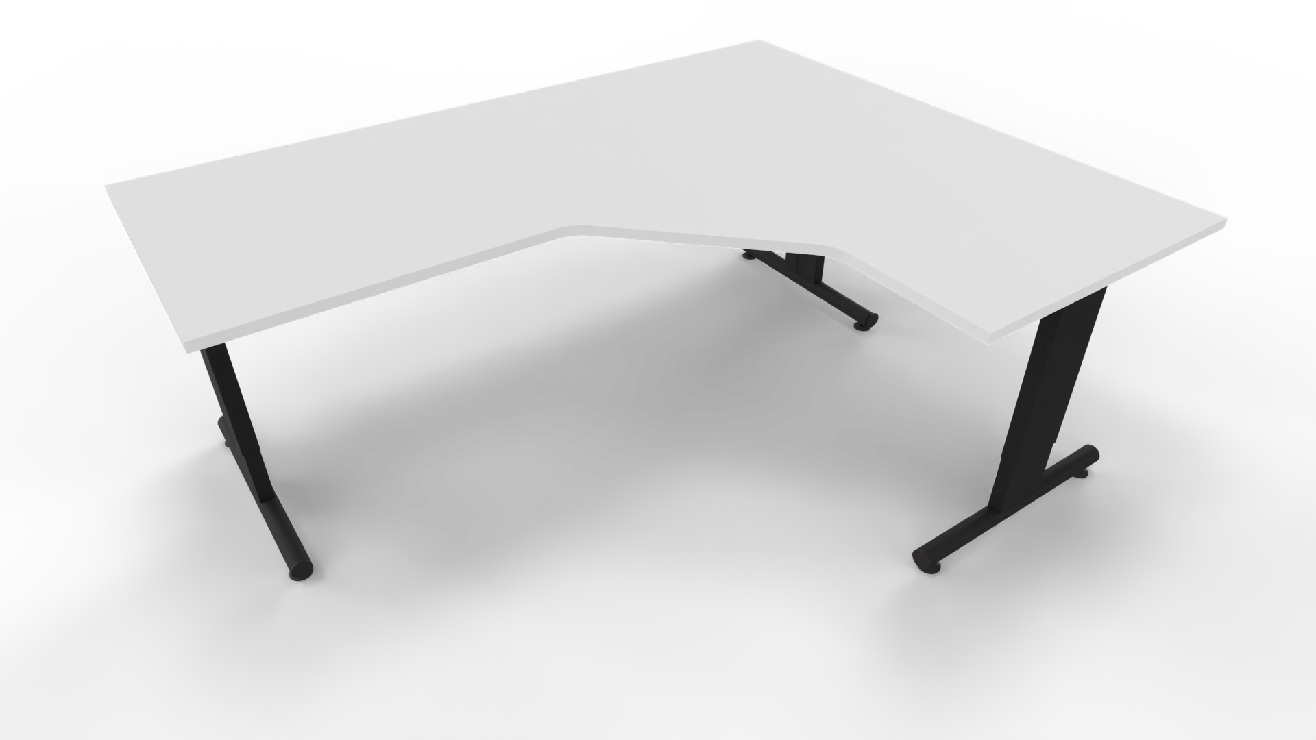 Hoekbureau 3331 - Zwart - Wit - 200 x 80/160 x 80 cm. - Rechts afbeelding
