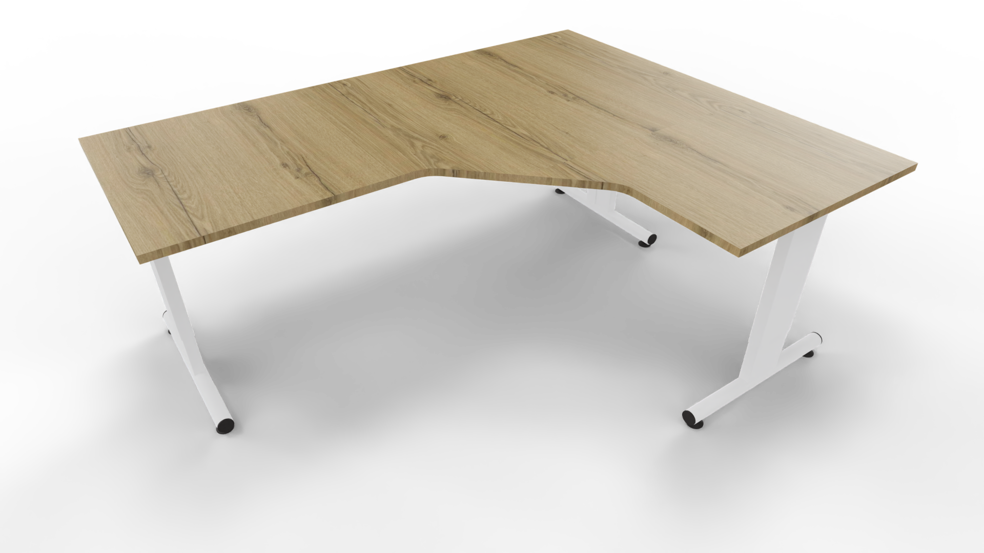 Hoekbureau 3331 - Wit - Eiken YT49a - 200 x 80/160 x 80 cm. - Rechts afbeelding