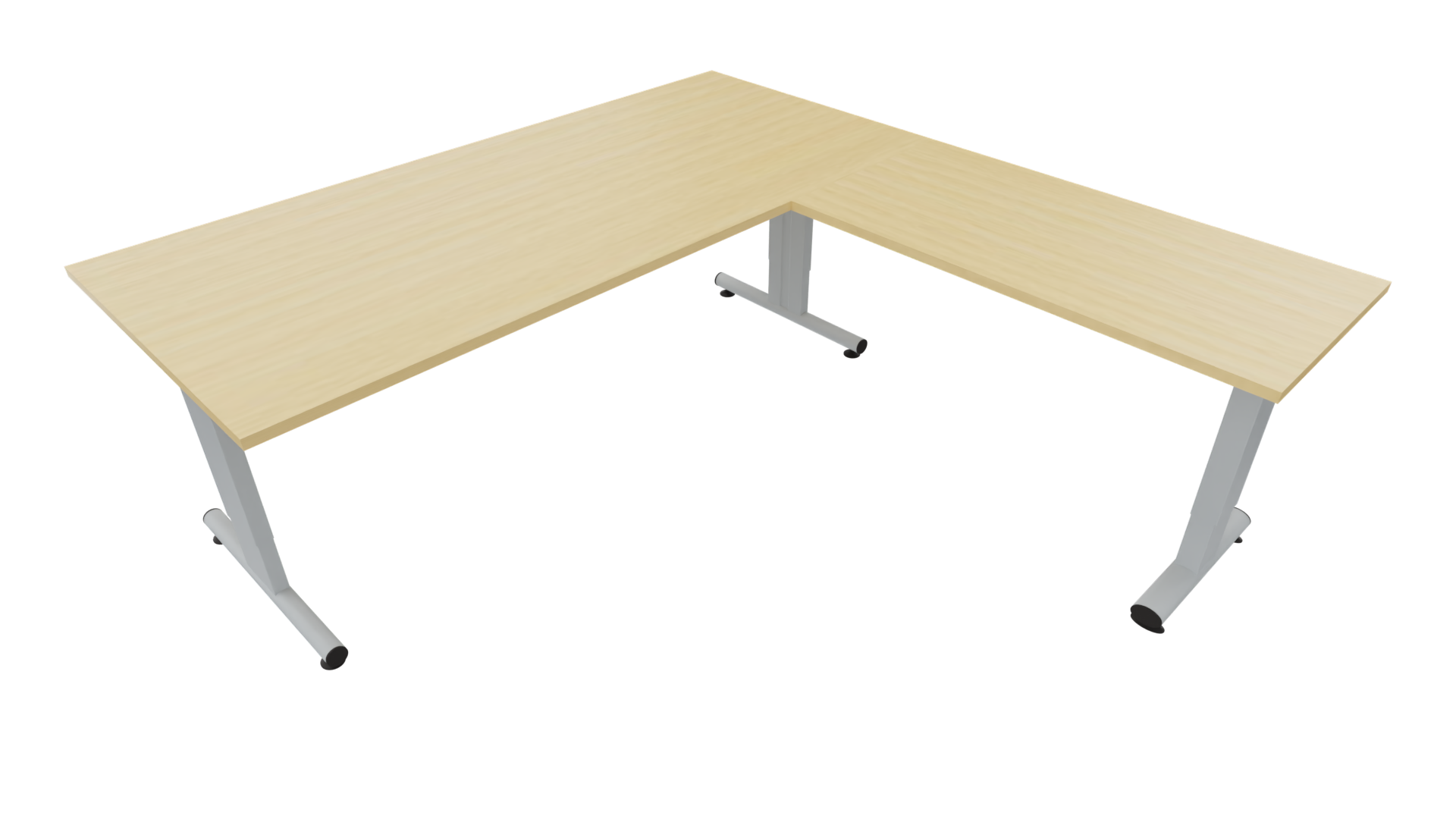 Hoekbureau 3331 smal - 200 x 90/46 x 80 cm. - Alu - Beuken afbeelding