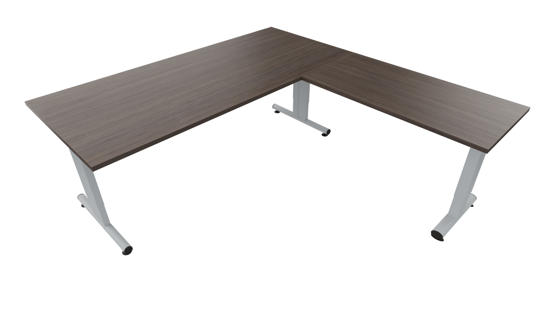 Hoekbureau 3331 smal - 200 x 90/46 x 80 cm. - Alu - Eiken donker afbeelding