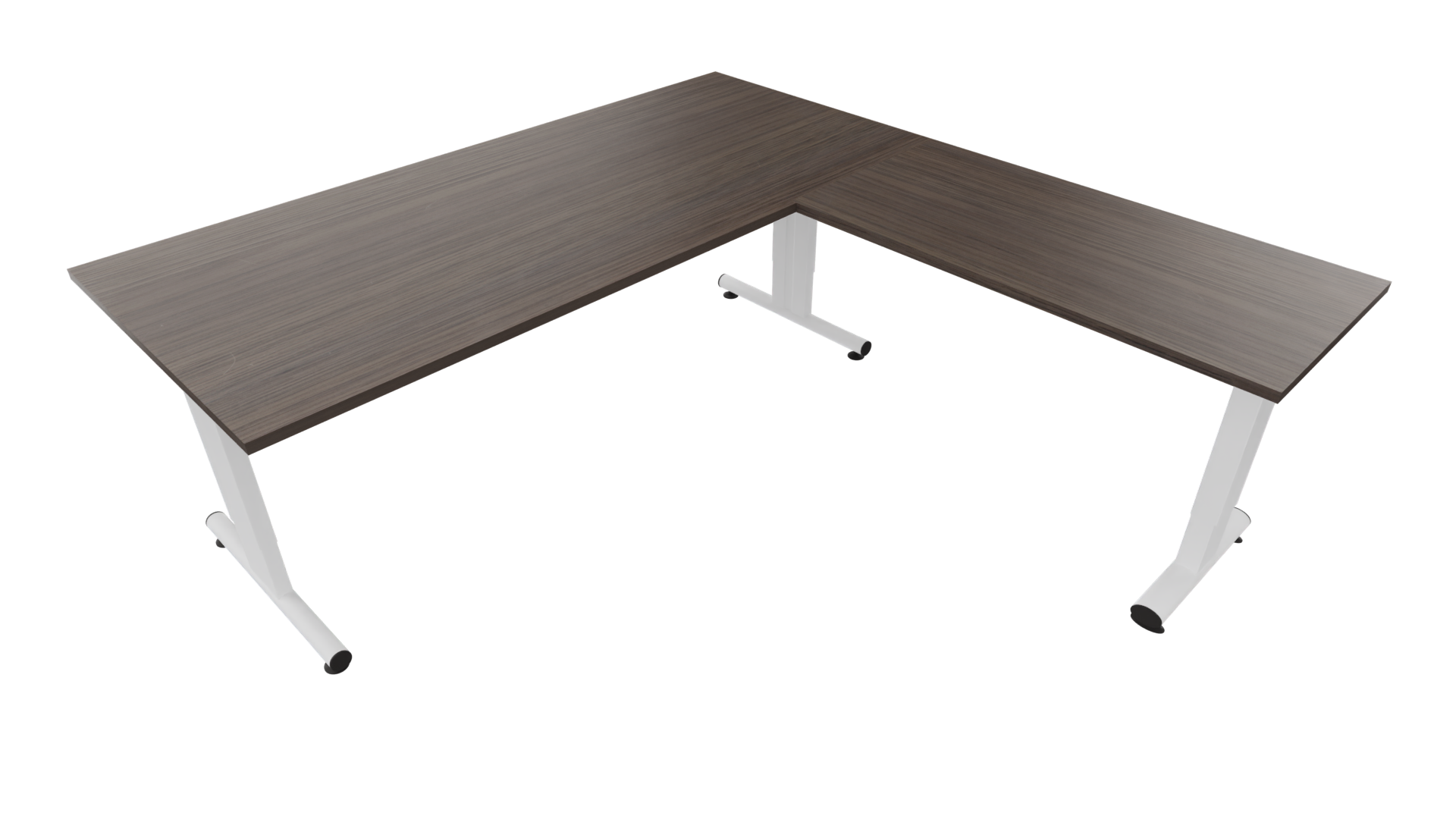 Hoekbureau 3331 smal - 200 x 90/60 x 120 cm. - Wit - Eiken donker afbeelding