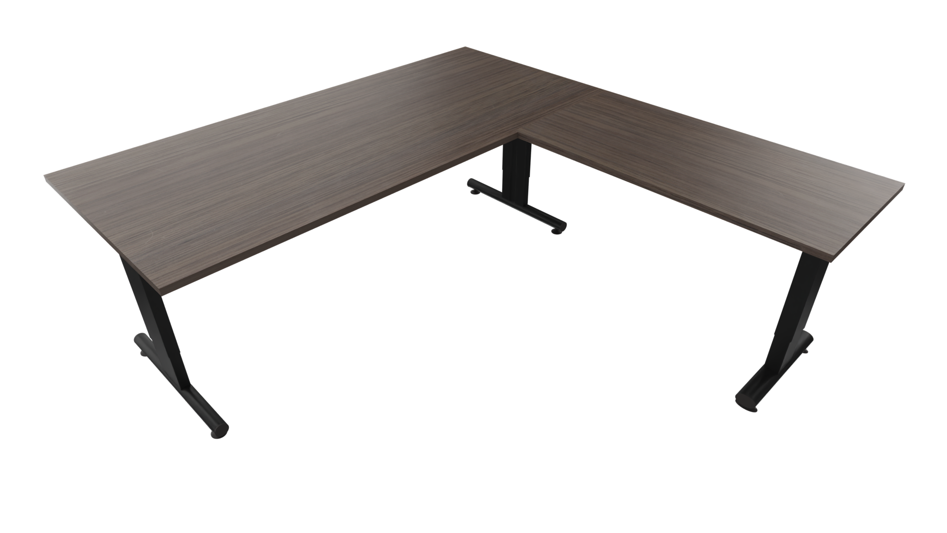 Hoekbureau 3331 smal - 200 x 90/60 x 80 cm. - Zwart - Eiken donker afbeelding