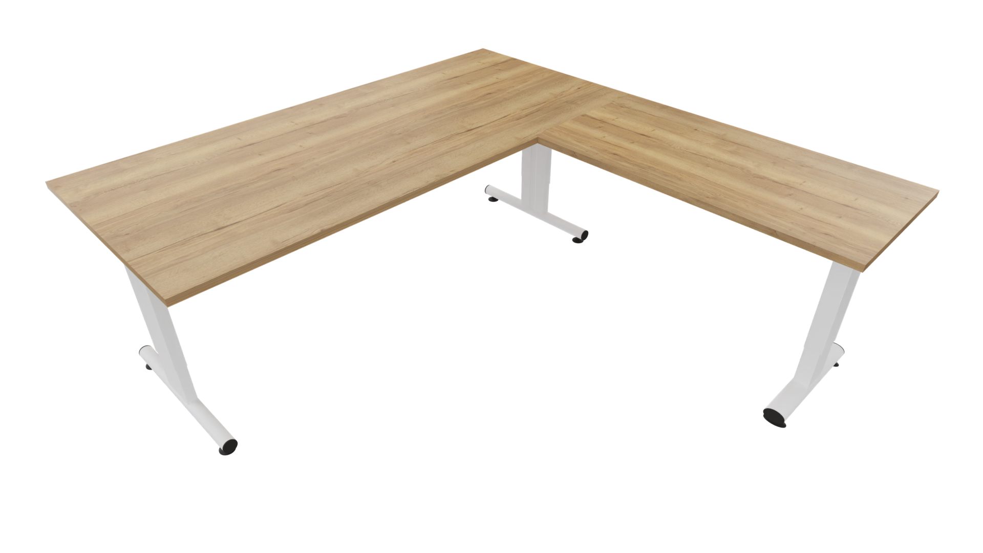 Hoekbureau 3331 smal - 200 x 90/60 x 120 cm. - Wit - Eiken YT49a afbeelding