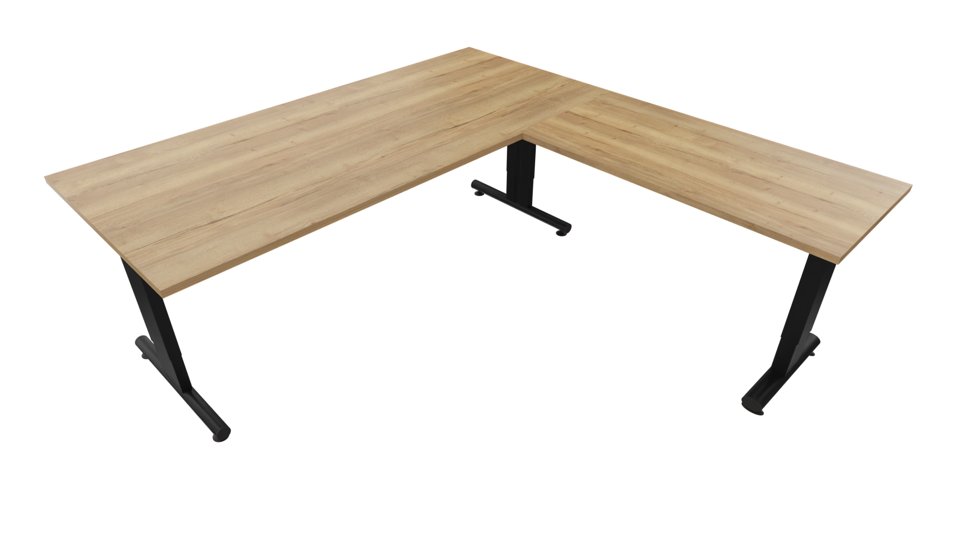 Hoekbureau 3331 smal - 200 x 90/46 x 80 cm. - Zwart - Eiken YT49a afbeelding