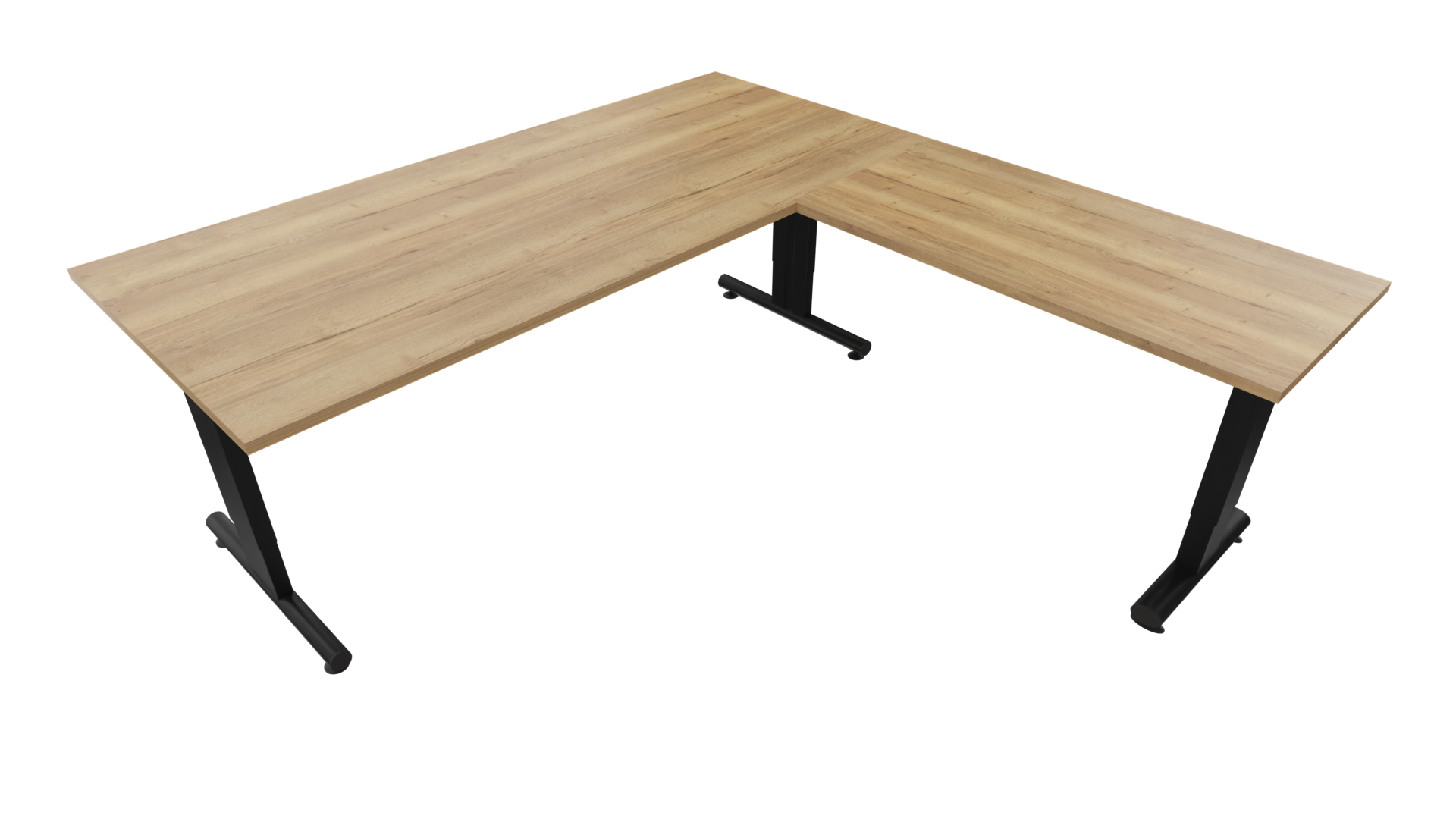 Hoekbureau 3331 smal - 200 x 90/60 x 80 cm. - Zwart - Eiken YT49a afbeelding
