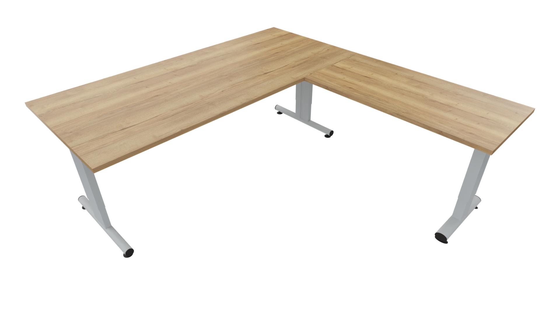 Hoekbureau 3331 smal - 200 x 90/60 x 80 cm. - Alu - Eiken YT49a afbeelding