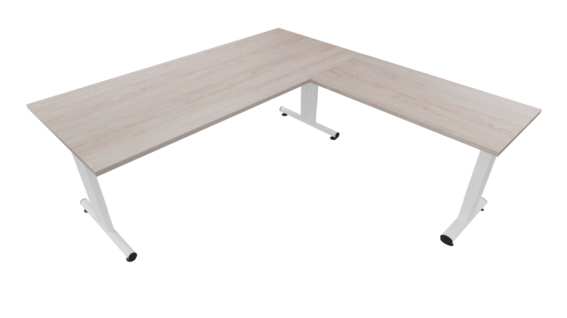 Hoekbureau 3331 smal - 200 x 90/46 x 80 cm. - Wit - Eiken Robson afbeelding