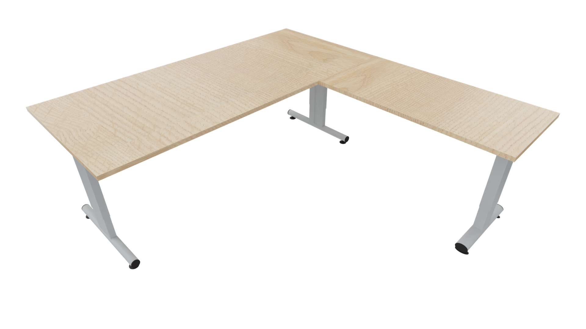 Hoekbureau 3331 smal - 200 x 90/60 x 120 cm. - Alu - Eiken licht afbeelding