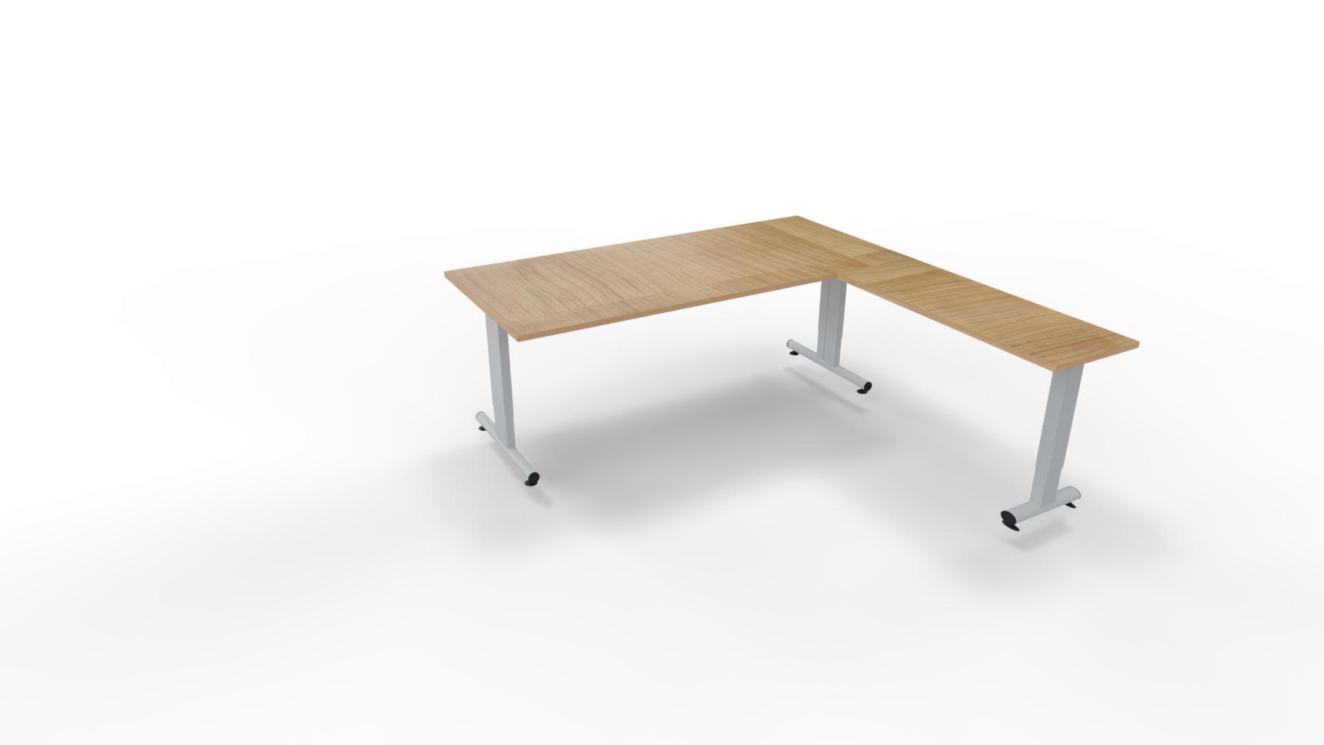 Hoekbureau 3331 smal - 200 x 90/46 x 120 cm. - Alu - Toscaans noten afbeelding