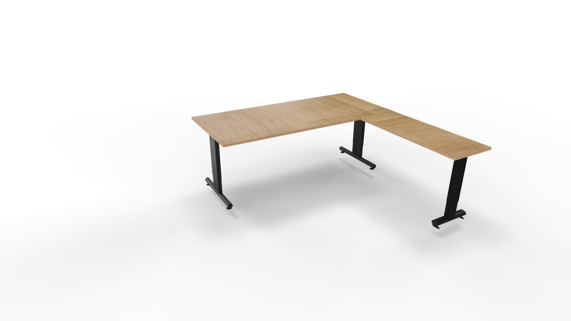 Hoekbureau 3331 smal - 200 x 90/60 x 120 cm. - Zwart - Toscaans noten afbeelding