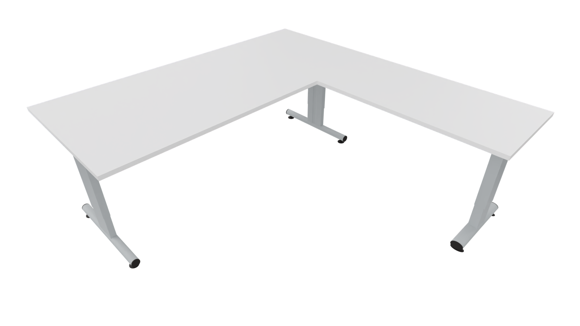 Hoekbureau 3331 smal - 200 x 90/46 x 120 cm. - Alu - Wit afbeelding