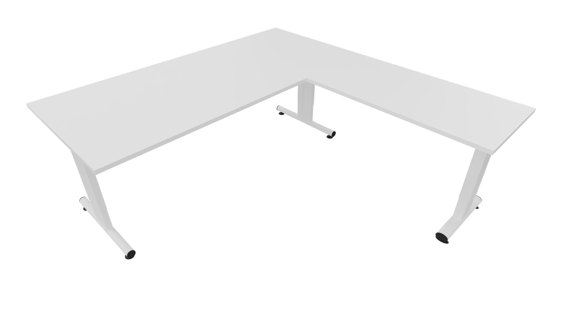 Hoekbureau 3331 smal - 200 x 90/60 x 80 cm. - Wit - Wit afbeelding