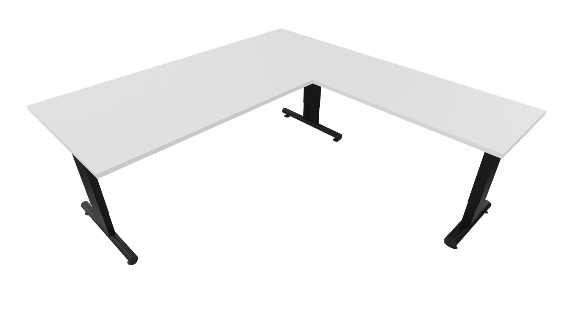 Hoekbureau 3331 smal - 200 x 90/60 x 120 cm. - Zwart - Wit afbeelding