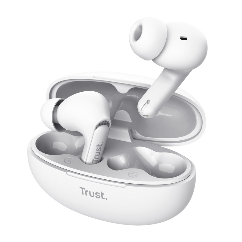 Trust Yavi Headset True Wireless Stereo (TWS) In-ear Oproepen/muziek USB Type-C Bluetooth Wit afbeelding