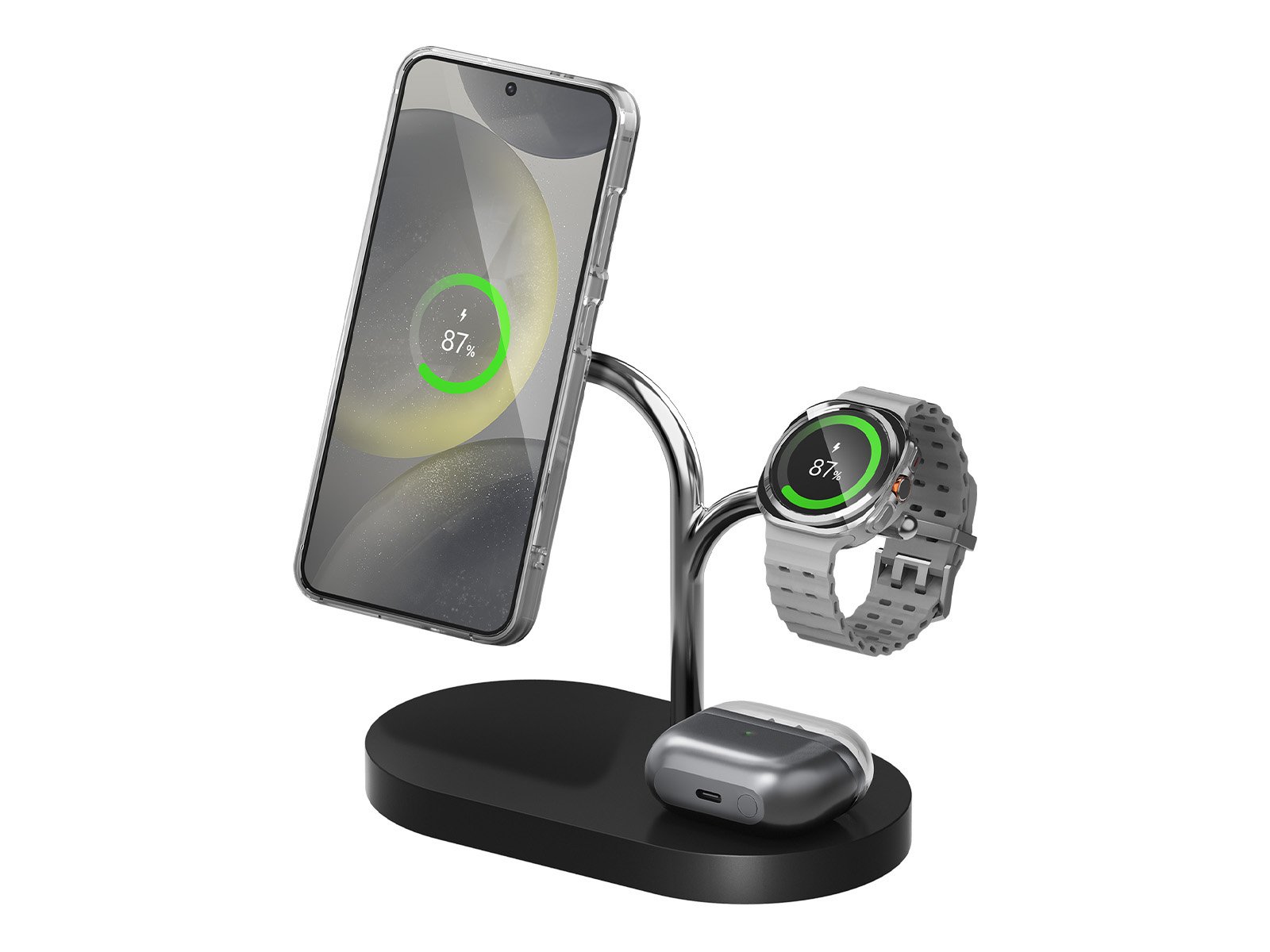 Samsung GP-PWU024WIABW oplader voor mobiele apparatuur Headset, Smartphone, Smartwatch Zwart, Zilver USB Draadloos opladen Binnen afbeelding