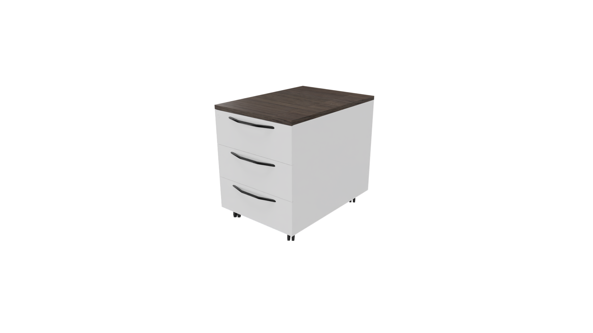 Verrijdbaar ladenblok 11511 - 44 x 60 x 58 cm. - Wit - Eiken donker afbeelding