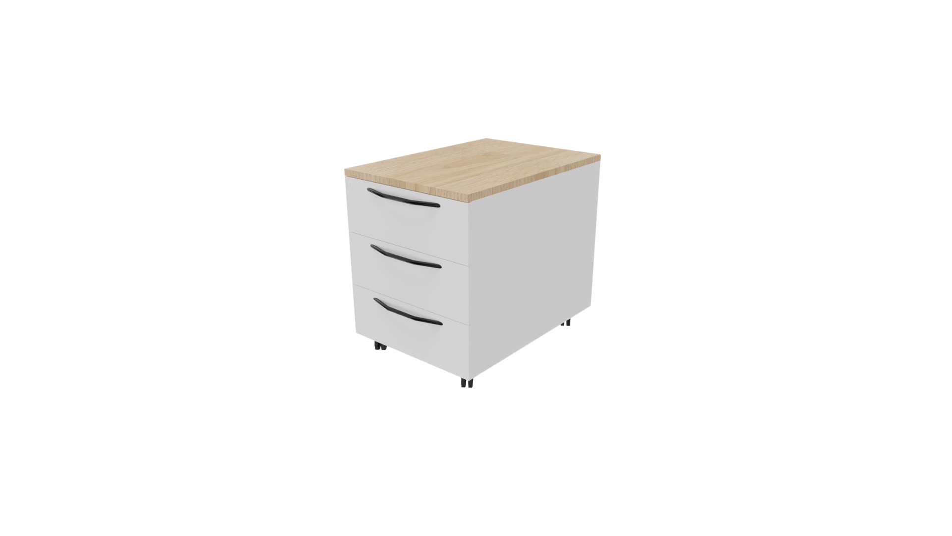 Verrijdbaar ladenblok 11511 - 44 x 60 x 58 cm. - Wit - Eiken licht afbeelding