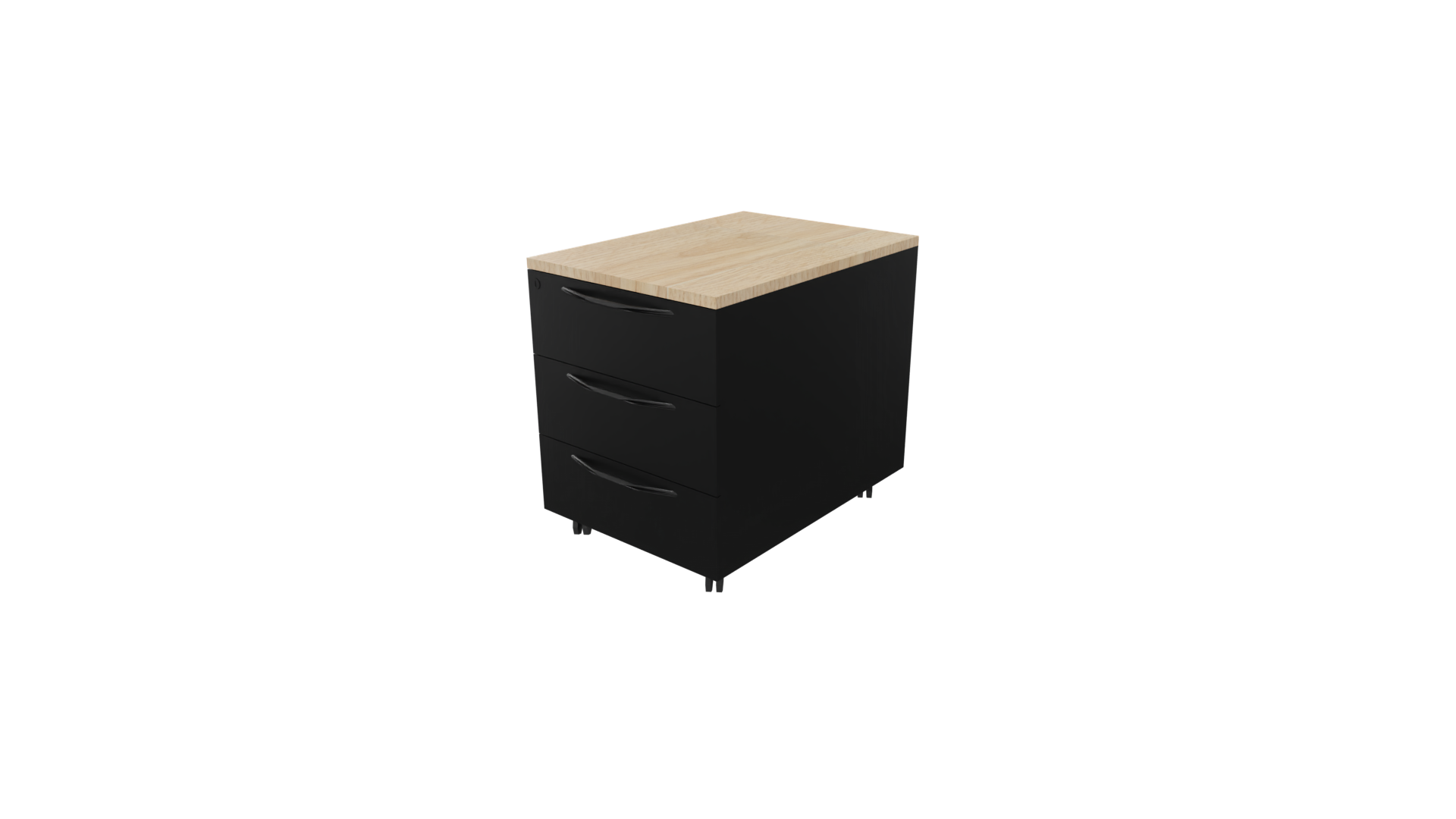Verrijdbaar ladenblok 11511 - 44 x 60 x 58 cm. - Zwart - Eiken licht afbeelding
