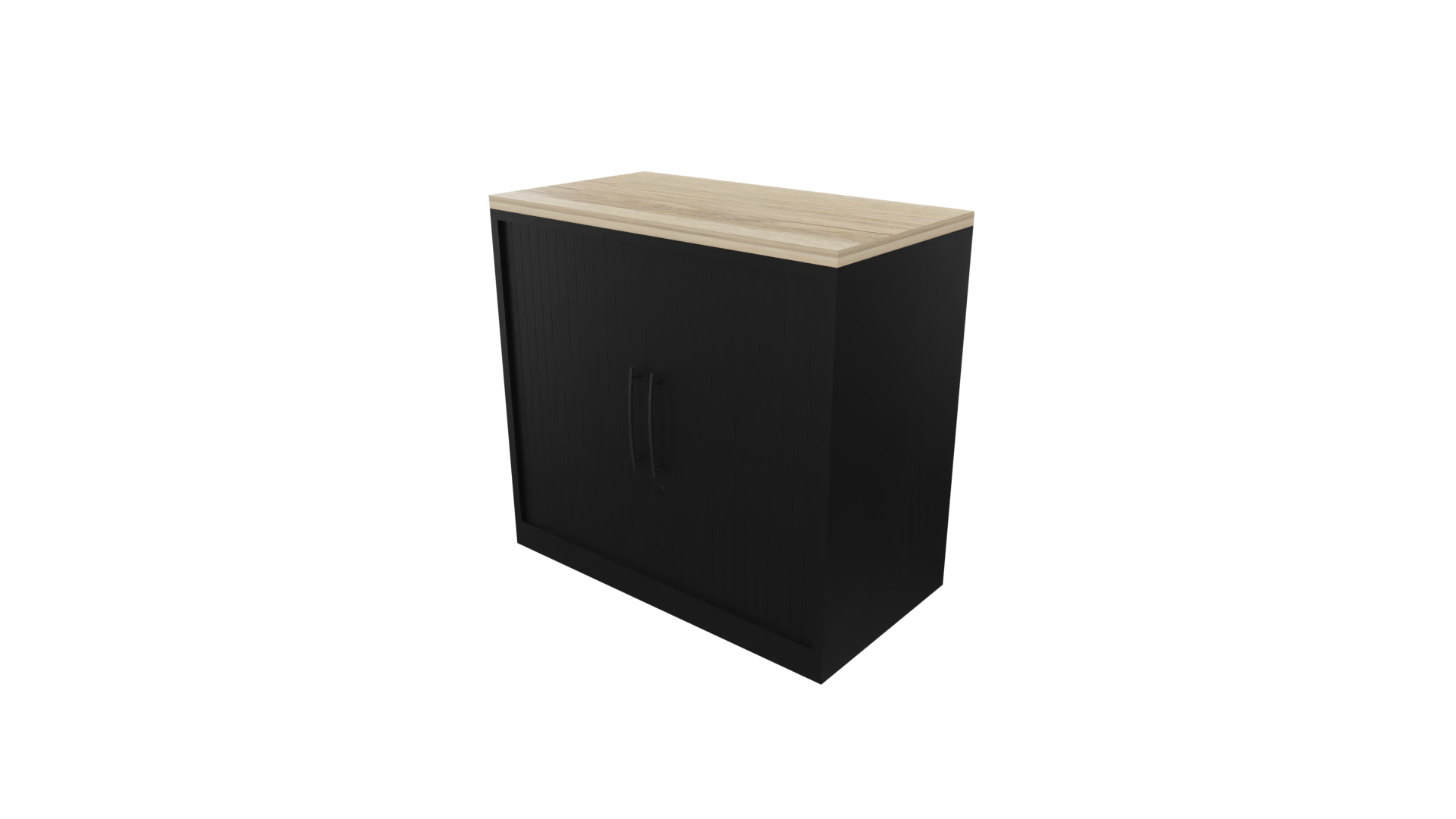 Roldeurkast 11611 - 72 x 80 x 43 cm. - Zwart - Eiken YT49a afbeelding
