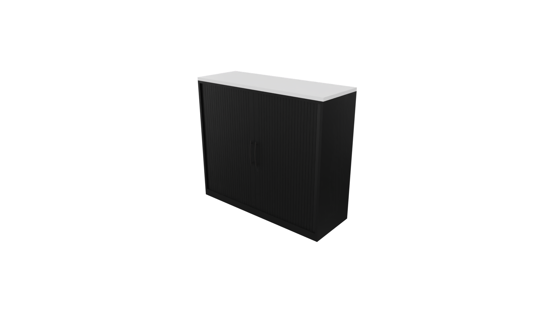 Roldeurkast 11811 - 100 x 120 x 43 cm. - Zwart - Wit afbeelding