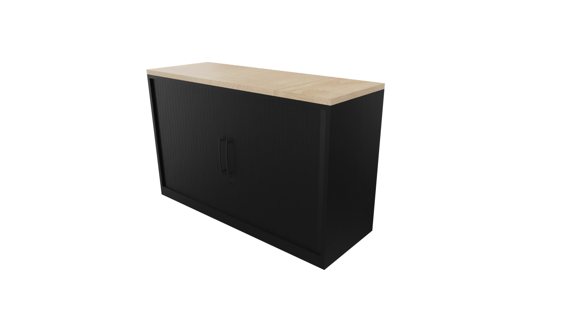 Roldeurkast 11711 - 72 x 120 x 43 cm. - Zwart - Eiken licht afbeelding