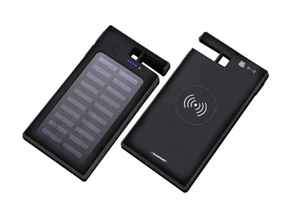 DRAADLOZE POWERBANK OP ZONNE-ENERGIE 8000 mAh - MET ZUIGNAPPEN afbeelding