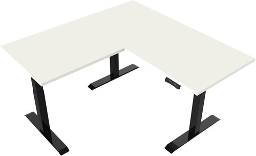 Elektrisch verstelbaar zit-sta bureau Tsherysh Hoek Black & White 180 x 160
