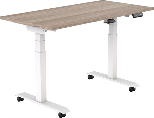 Elektrisch verstelbaar, opklapbaar en verrijdbaar zit-sta bureau Tsherysh White Robson 140 x 80