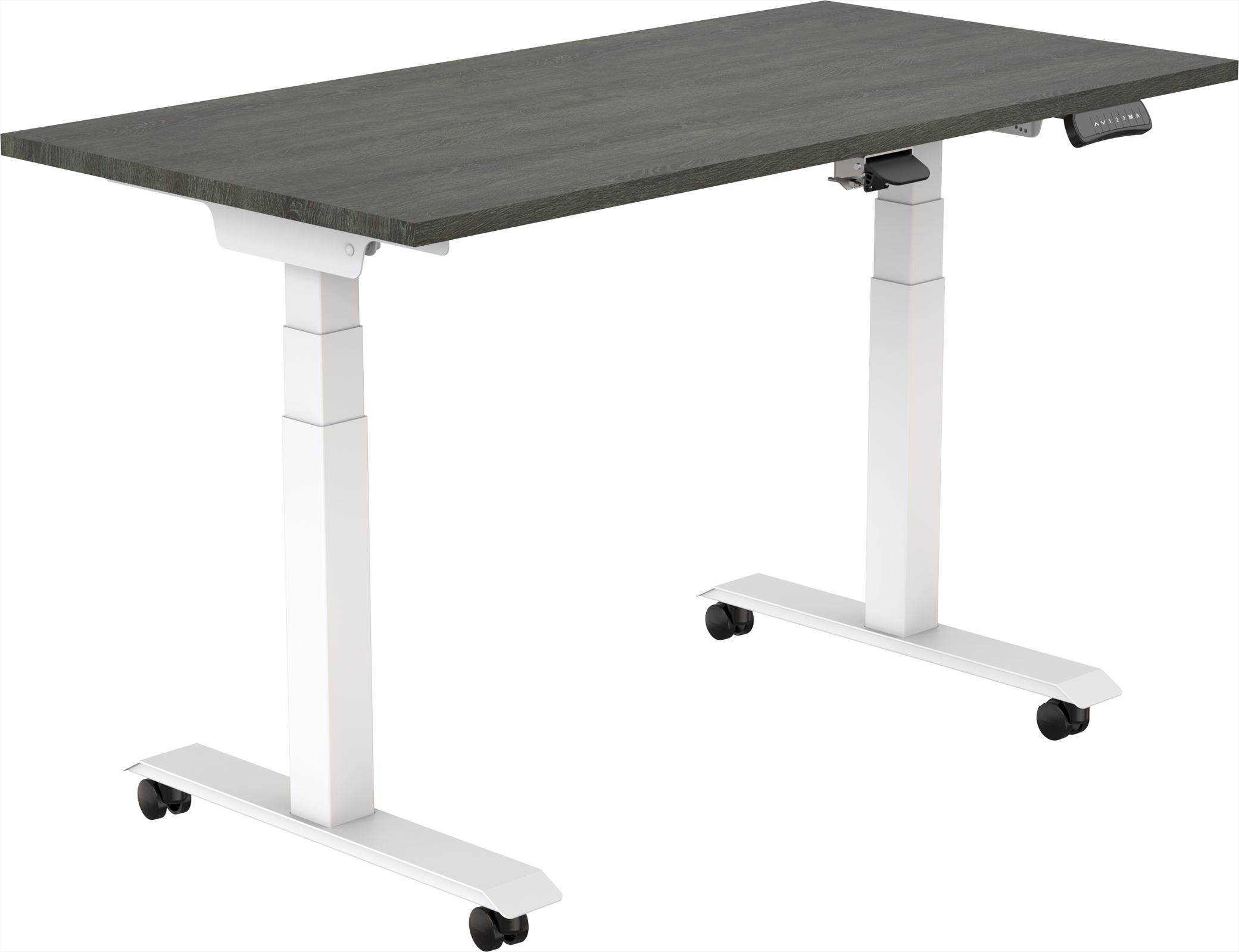 Elektrisch verstelbaar, opklapbaar en verrijdbaar zit-sta bureau Tsherysh White Logan 160 x 80 afbeelding