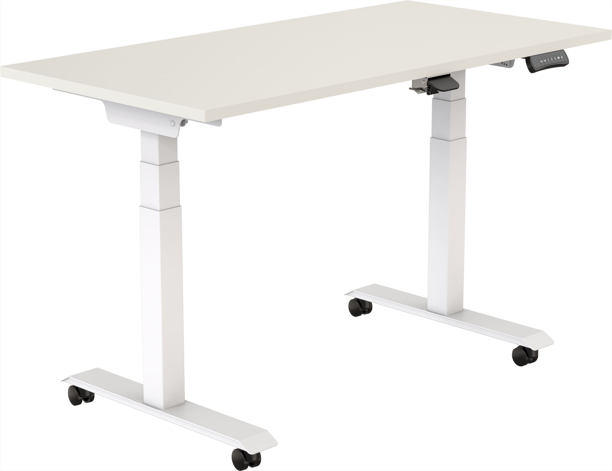 Elektrisch verstelbaar, opklapbaar en verrijdbaar zit-sta bureau Tsherysh White 140 x 80 afbeelding