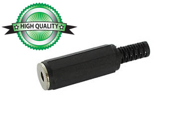 VROUWELIJKE 3.5mm MONO JACK - ZWART PLASTIC afbeelding