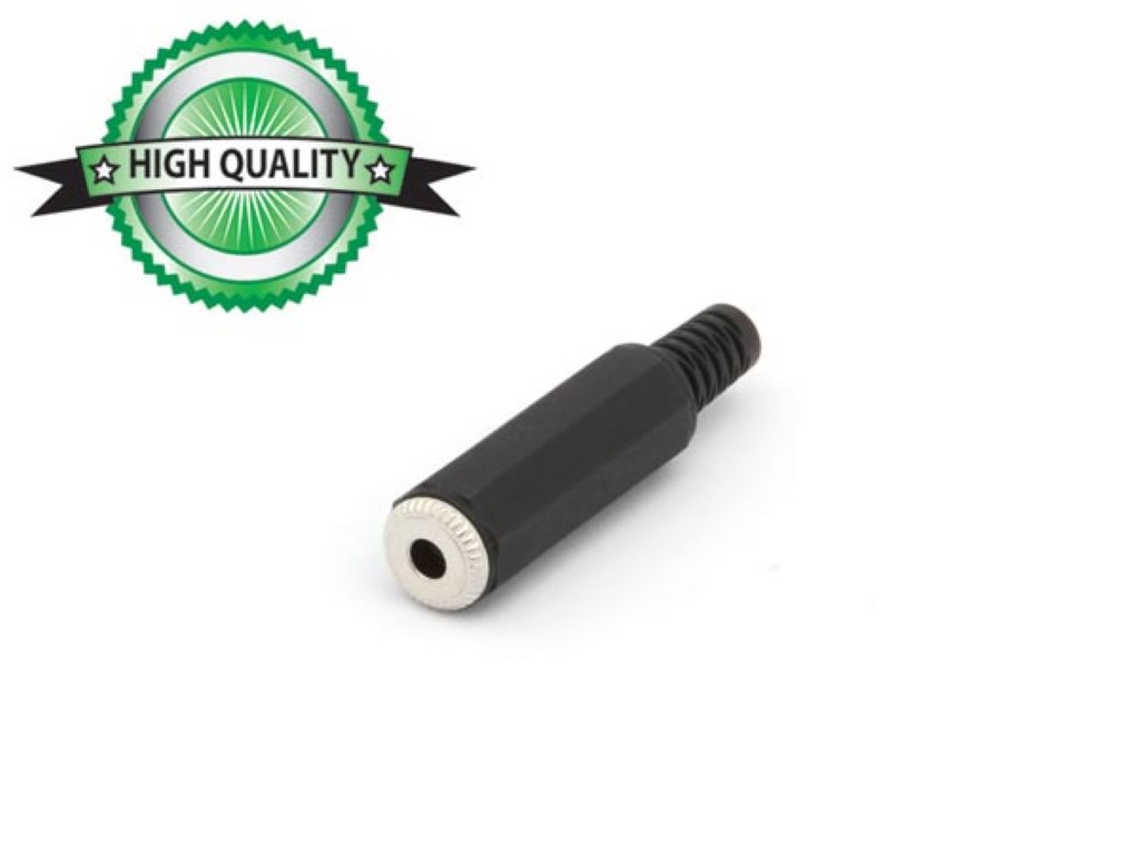 VROUWELIJKE 3.5mm MONO JACK - ZWART PLASTIC afbeelding