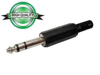 MANNELIJKE 6.35mm STEREO JACK - PLASTIC ZWART afbeelding