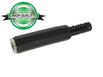 VROUWELIJKE 6.35mm MONO JACK MET PLASTIC HULS - VERNIKKELD - ZWART afbeelding