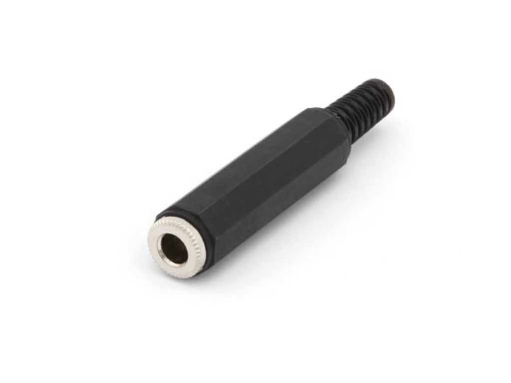 VROUWELIJKE 6.35mm MONO JACK MET PLASTIC HULS - VERNIKKELD - ZWART afbeelding