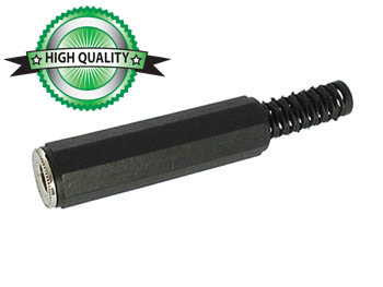 VROUWELIJKE 6.35mm STEREO JACK MET PLASTIC HULS - VERNIKKELD - ZWART afbeelding