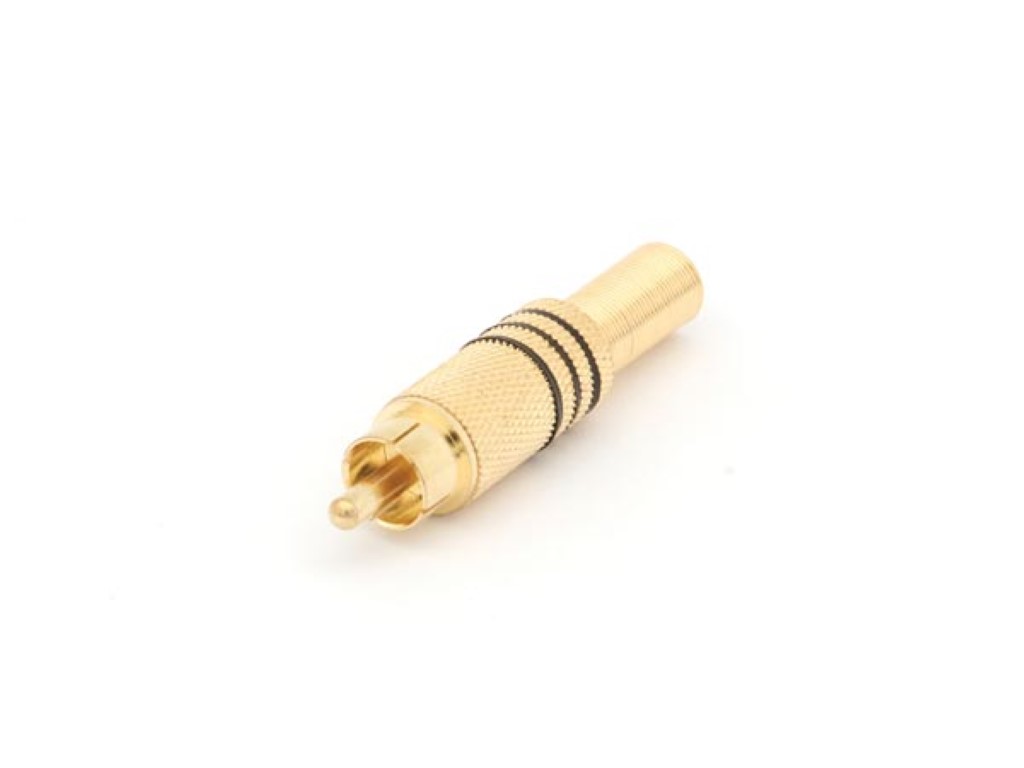 MANNELIJKE RCA PLUG - VERGULD - ZWART