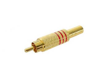 MANNELIJKE RCA PLUG - VERGULD - ROOD afbeelding