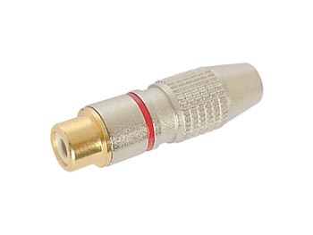 VROUWELIJKE RCA PLUG - VERGULD CONTACT - ROOD afbeelding