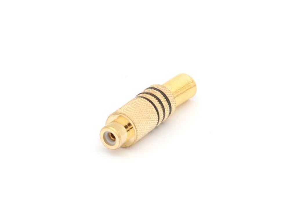VROUWELIJKE RCA PLUG - VERGULD - ZWART